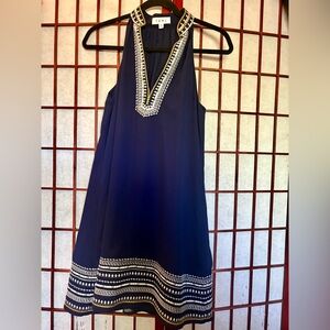 THML Blue and White Tiered Halter Sundress